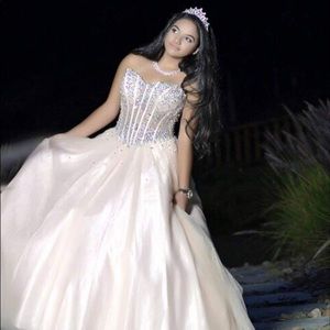 Jovani strapless A- line ball gown.